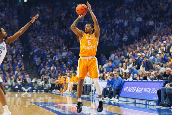 Tennessee Volunteers G Zakai Zeigler during the win over Kentucky. (Photo by Jordan Prather of USA Today Sports)